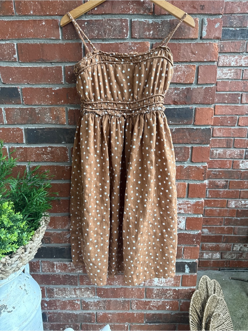 Maurices Brown Polka Dot Spaghetti Strap Dress